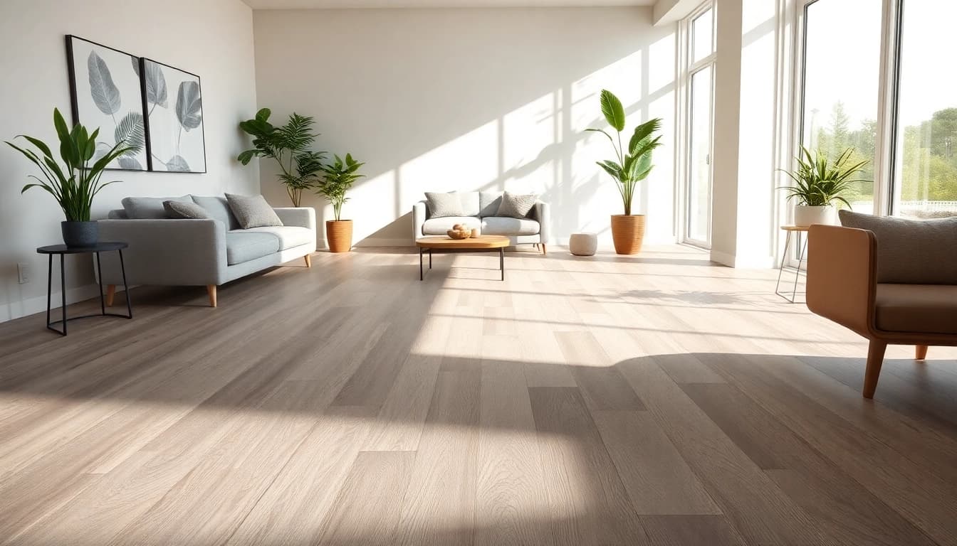 LVP flooring near me showcased in a modern living room with elegant decor and natural lighting.