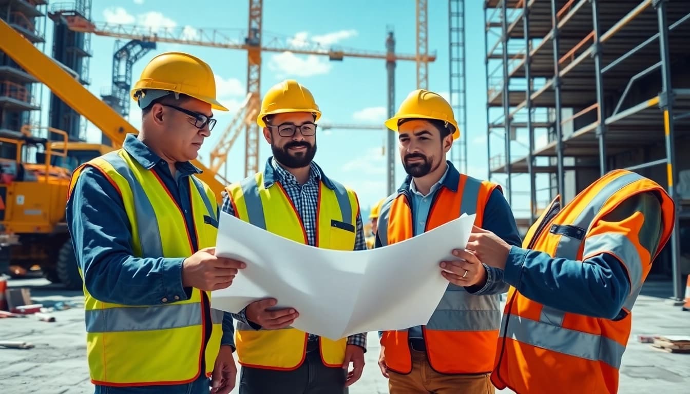 Explore various careers in construction through engaged professionals on a busy job site.