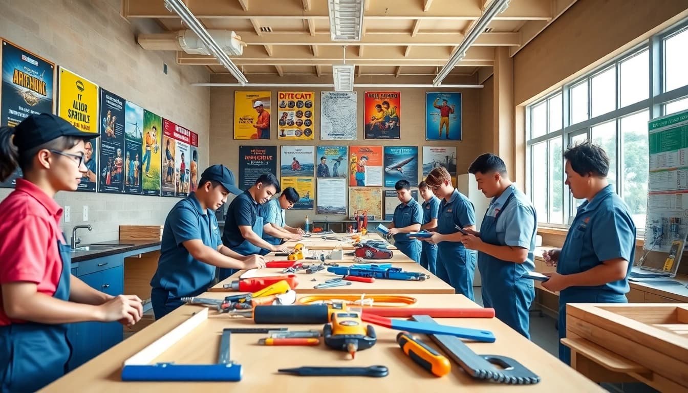 Trade schools Oahu students learning essential practical skills in a collaborative classroom environment.