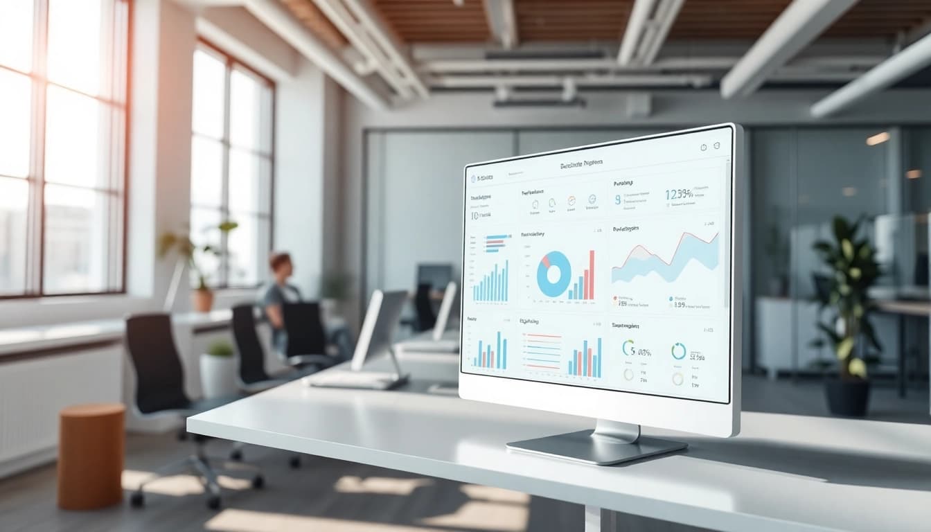 Showcase the 1cplatform business tools interface with performance metrics and professional design.