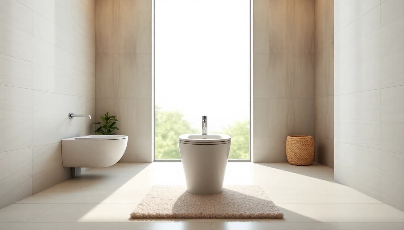 Il bidet elegante nella stanza da bagno moderna con eleganti finiture e bel design.