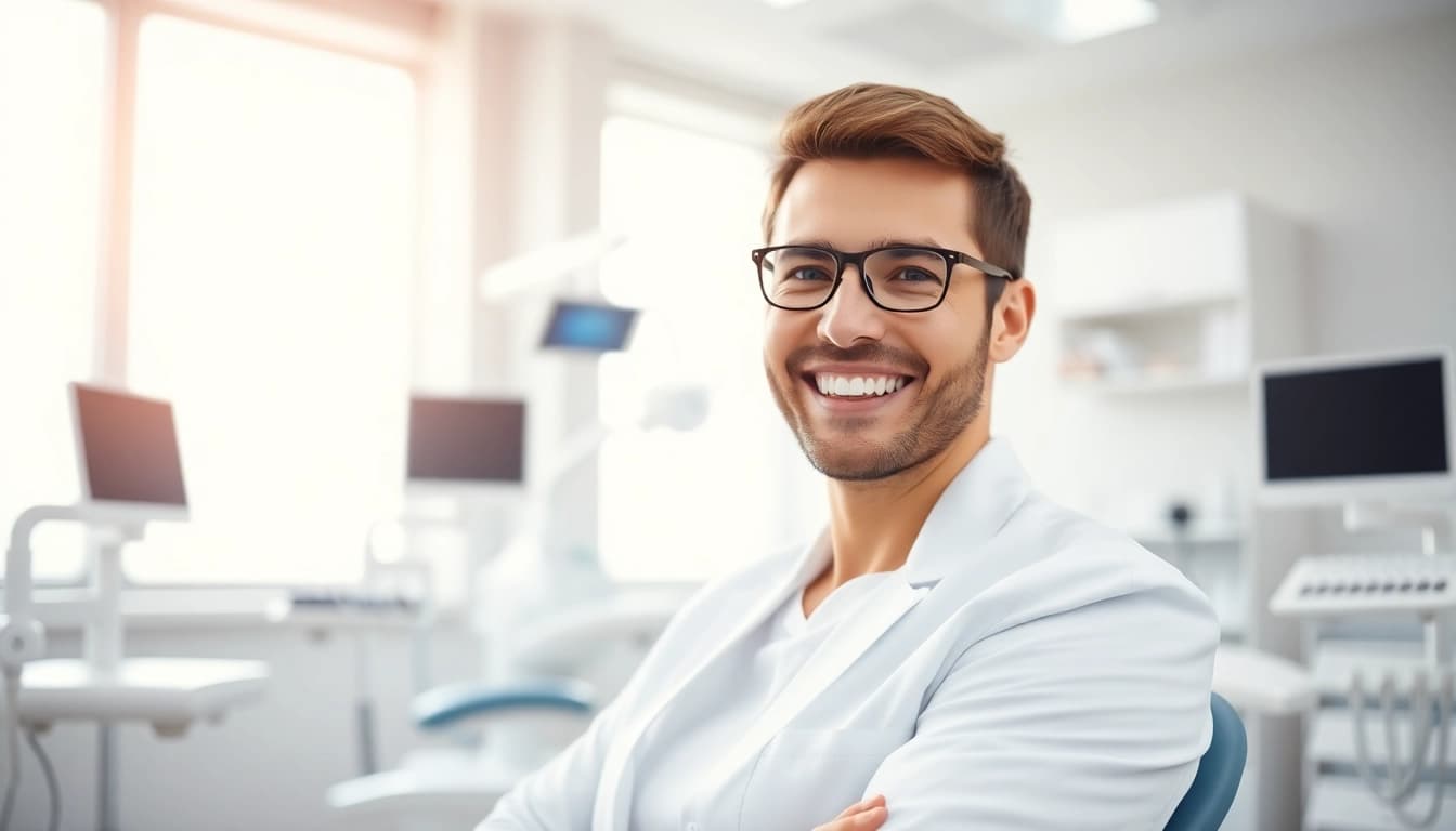 Dentist in New Lenox IL ensuring patient comfort in a modern clinic.