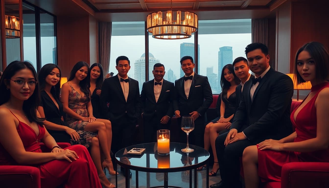 Luxurious lounge with premium Singapore escorts creating an inviting atmosphere for elite clientele
