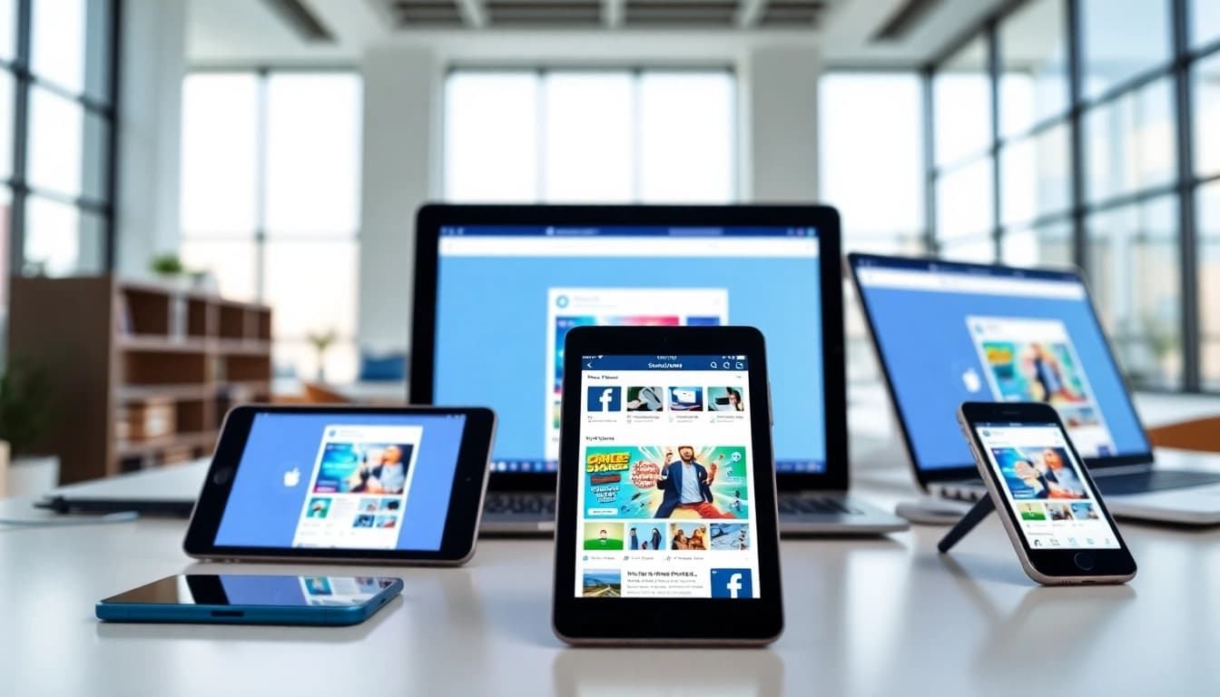 Engaging social media ads displayed on digital devices emphasizing effective marketing strategies.