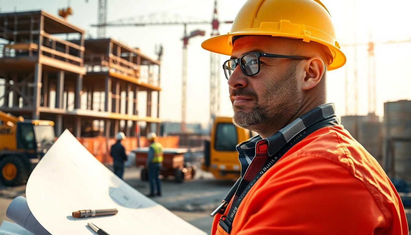 New Jersey General Contractor supervising skilled workers at a vibrant construction site