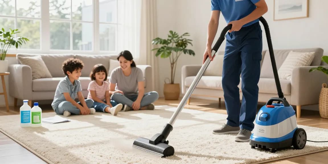 Family enjoys a fresh, clean carpet thanks to professional carpet cleaning near me service.