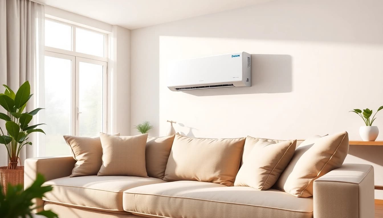 Install a daikin mini split ac in a stylish living room for optimal cooling.