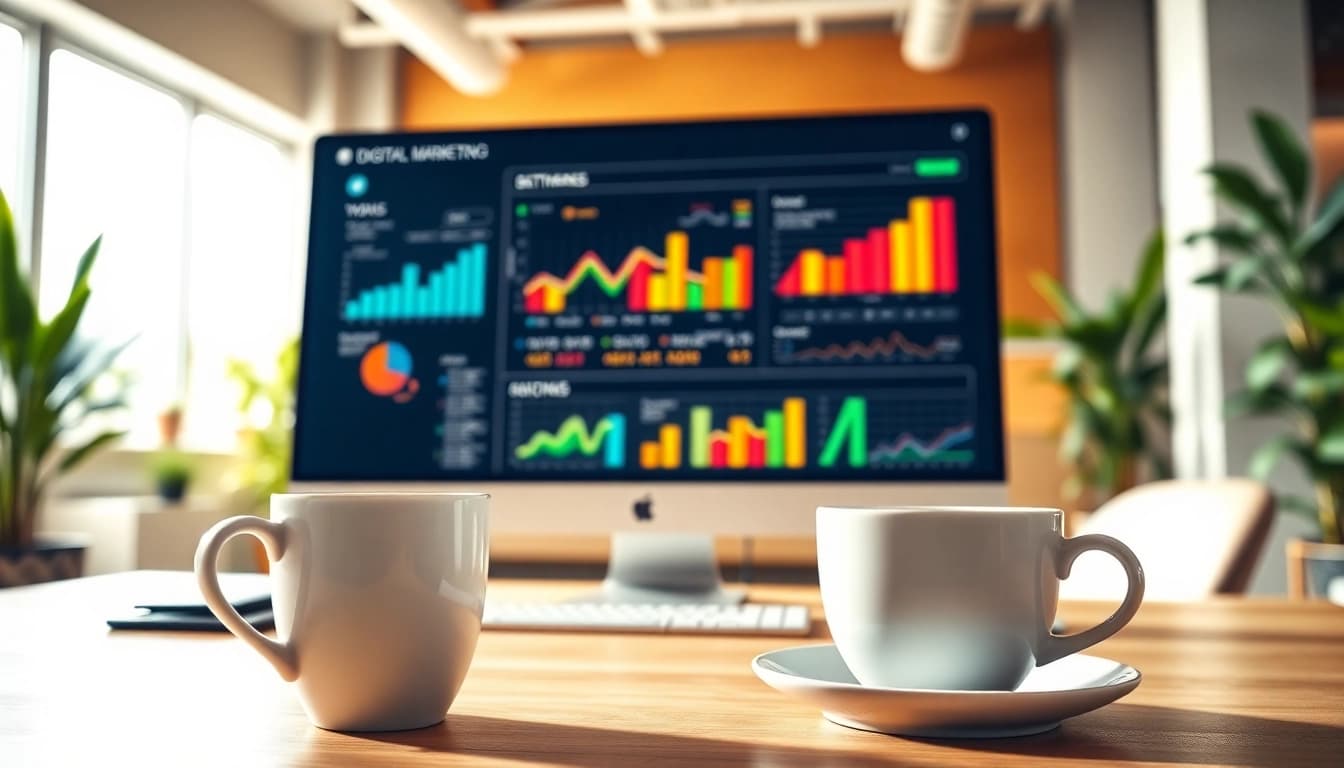 Optimize your marketing strategies with vj88 tools in a vibrant office setting.