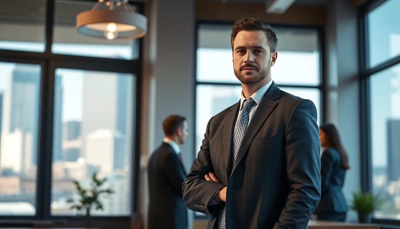Houston Injury Attorney consulting a client in a modern law office, showcasing professionalism.