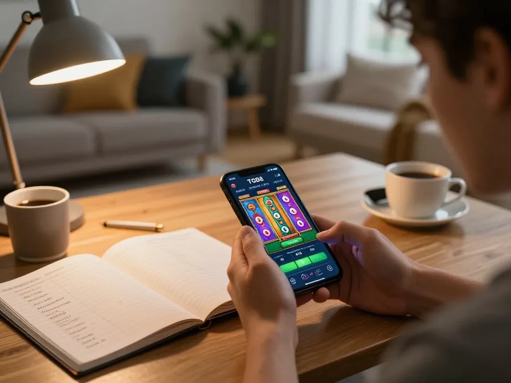 Player enjoying TG88 mobile app on smartphone for engaging online slot gaming experience