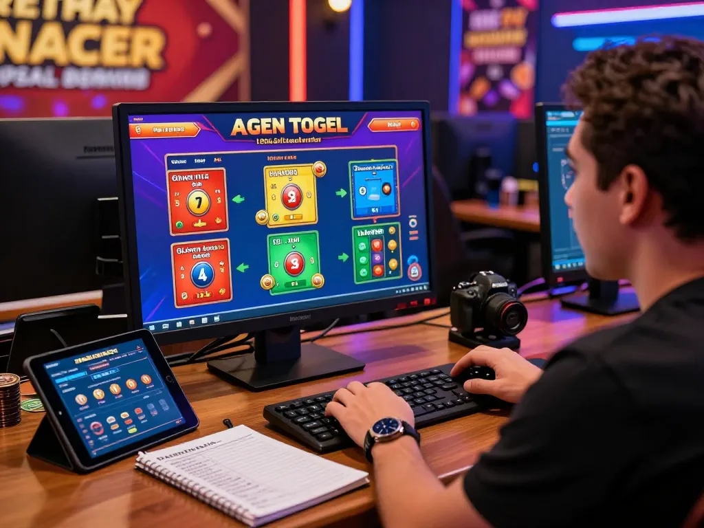 Engaged player participating in an Agen Togel online game, showcasing vibrant betting options and digital strategies.
