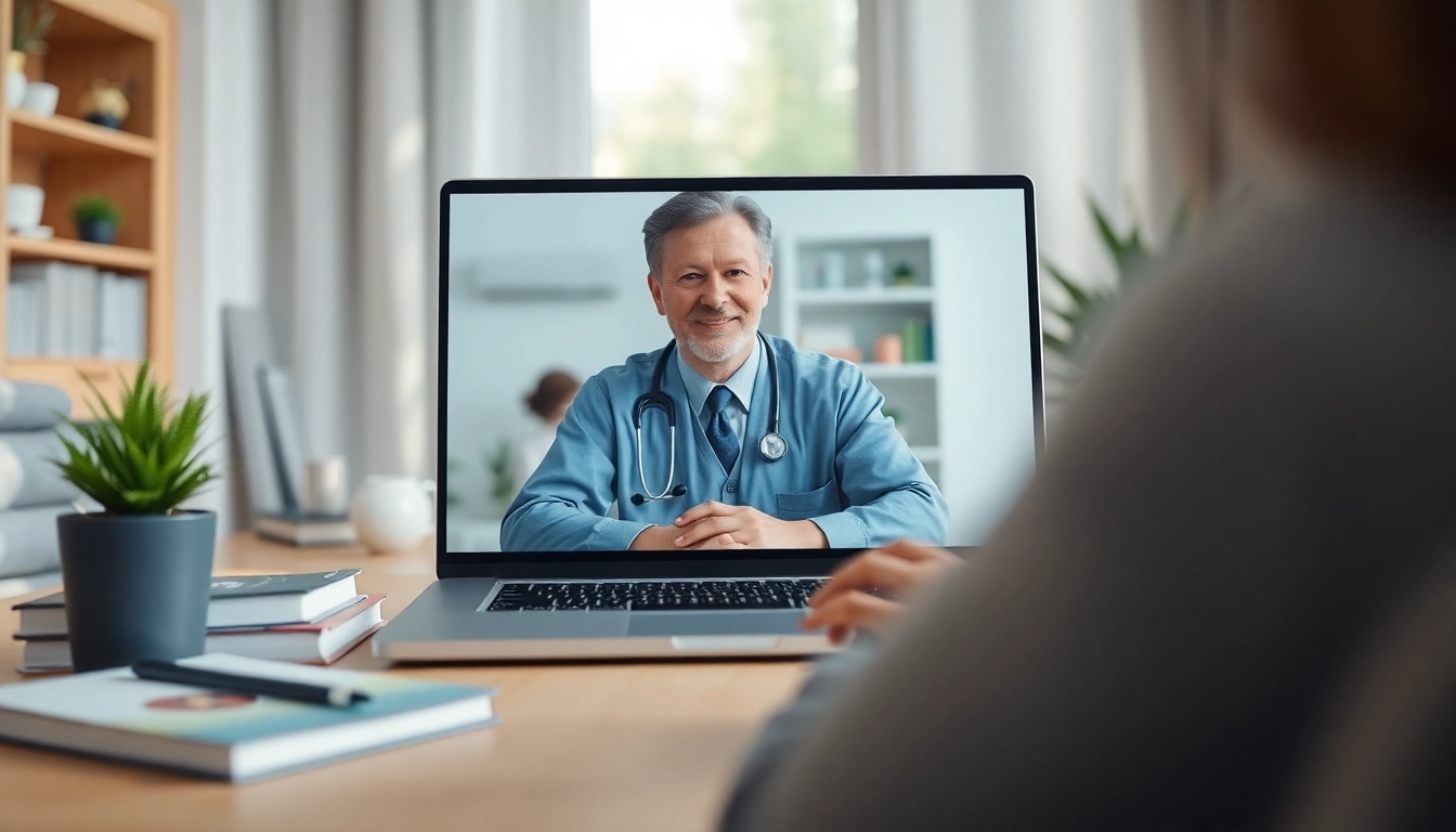Engaging virtual doctor for minor illnesses consultation showing a responsive doctor on a laptop.