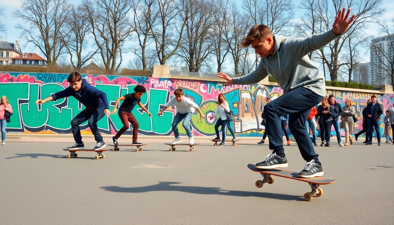Apprenez des astuces de skateboard lors de cours de skateboard à Paris avec des skateurs motivés.