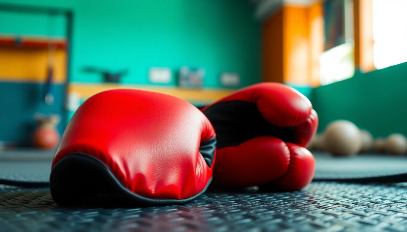 Hochwertige MMA gloves auf einem Boxringboden, die für das Training perfekt sind.