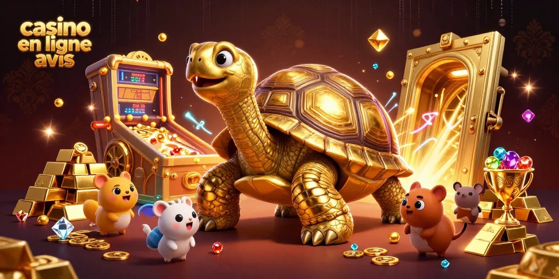Découvrez les avis sur les casinos en ligne avec une tortue dorée et des trésors scintillants.