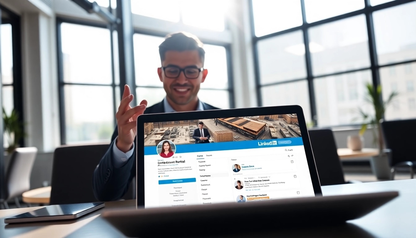 Engaging professional using LinkedIn profile rental to enhance business outreach.