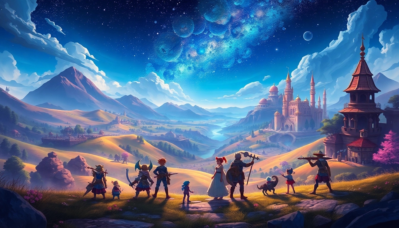 Engaging scene of diverse characters in a vibrant gaming landscape at https://www.trilgameshproject.com.