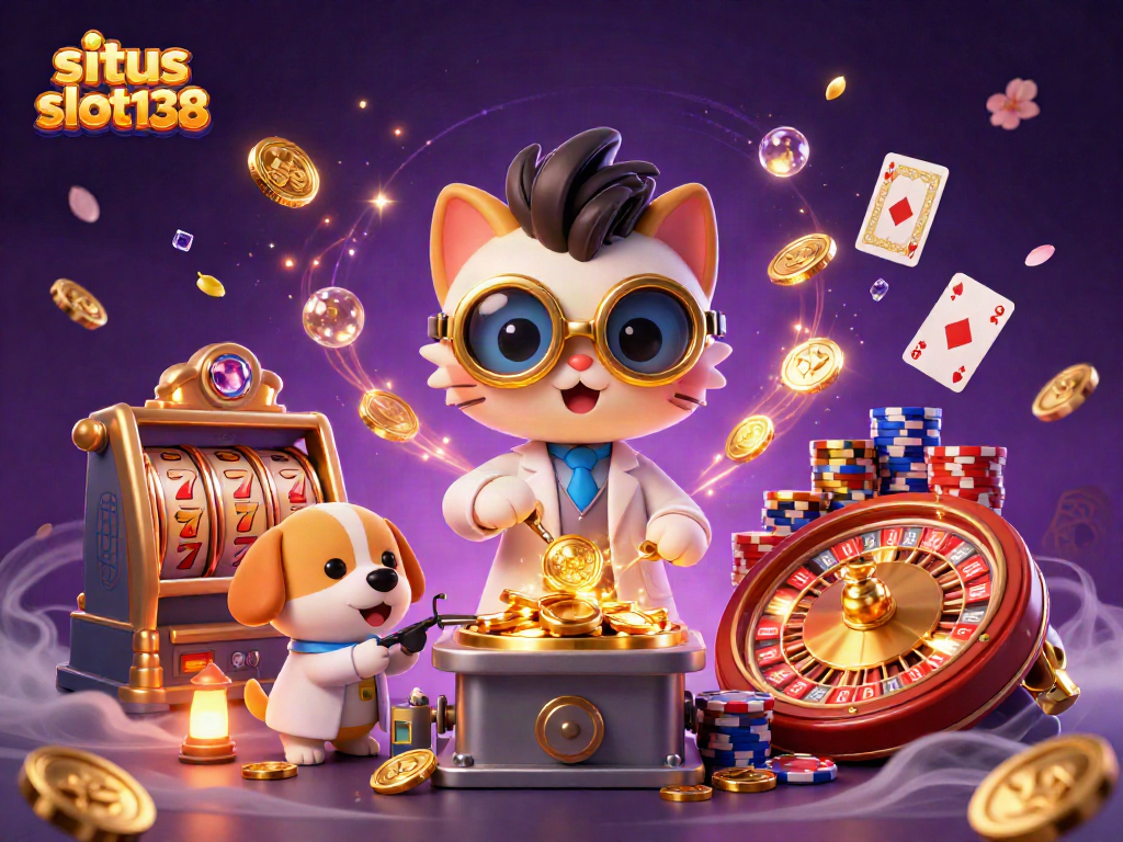 Engage with situs slot138 as gold coins and slots spin in a vibrant, magical casino world.