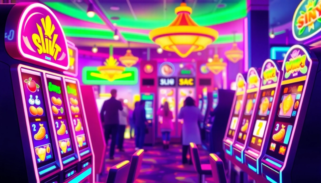 Slot77 memikat dengan tampilan warna-warni mesin slot yang mengundang energi dan kegembiraan.