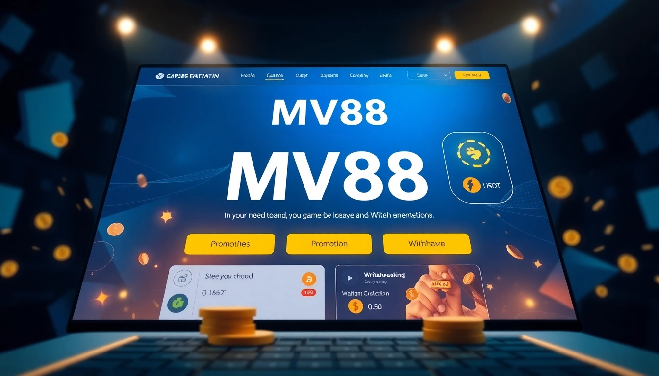 MV 88 online gambling platform interface with promotions and USDT transactions