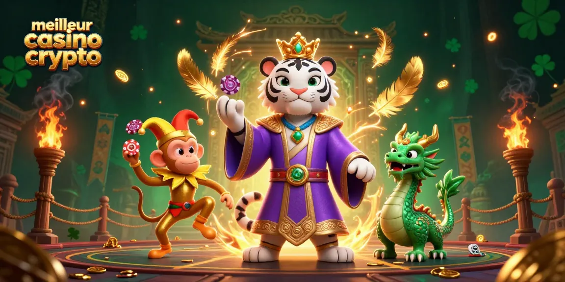 Découvrez le meilleur casino crypto avec un tigre majestueux, un singe joueur et un dragon en jade.