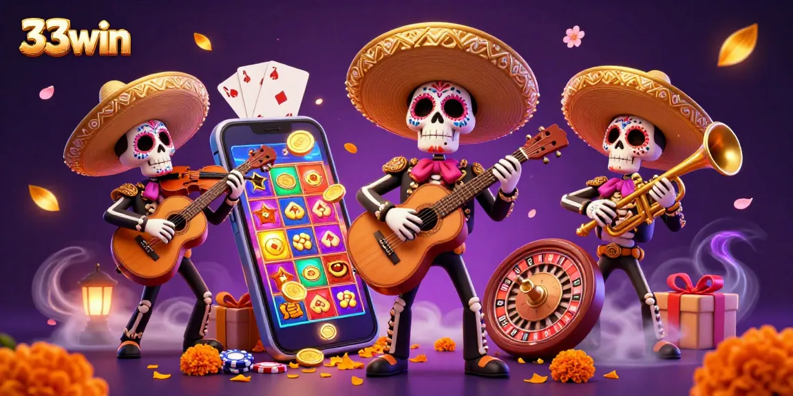 Experience winning strategies at 33win with vibrant 3D visuals of mariachi-themed online casino gaming.