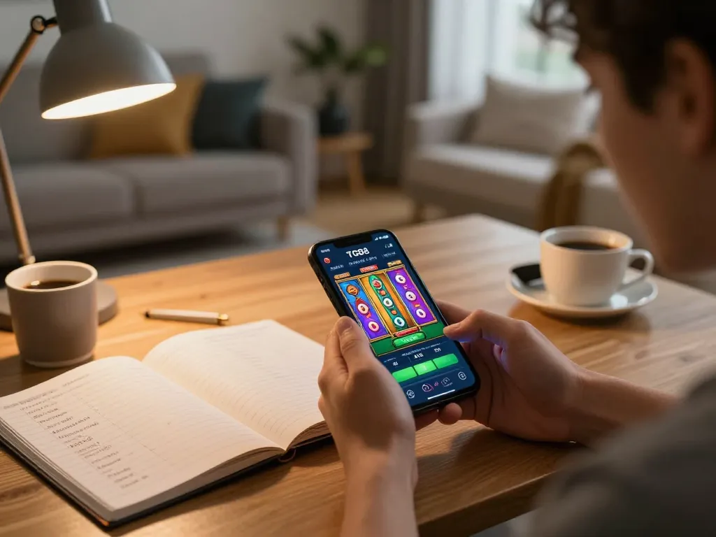 Player enjoying TG88 mobile app on smartphone for engaging online slot gaming experience