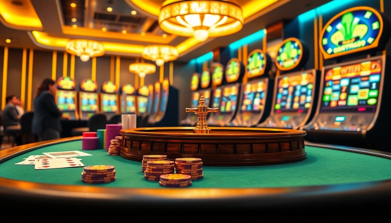 Rasakan permainan yang mendebarkan di OBRALTOTO dengan meja kasino berwarna-warni dan mesin slot yang menarik.