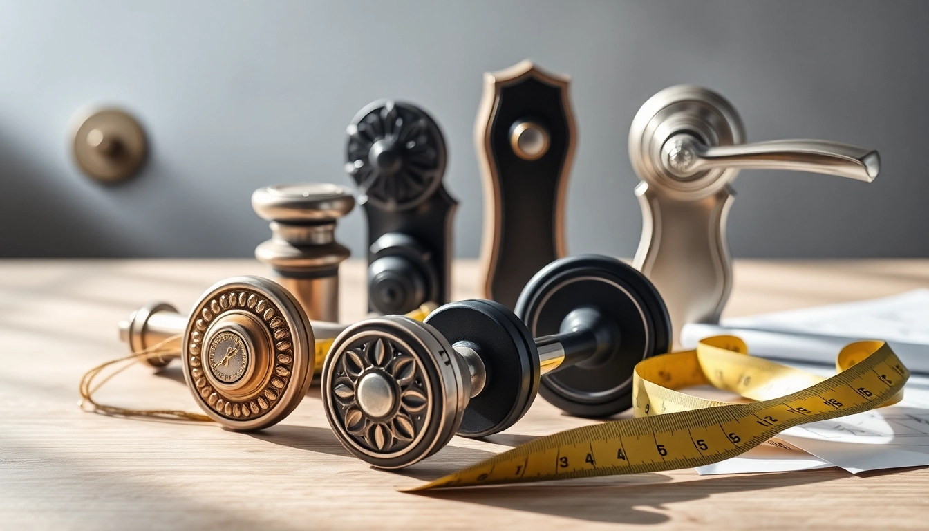 Showcase of premium door handles by door handle manufacturers with intricate designs and finishes.