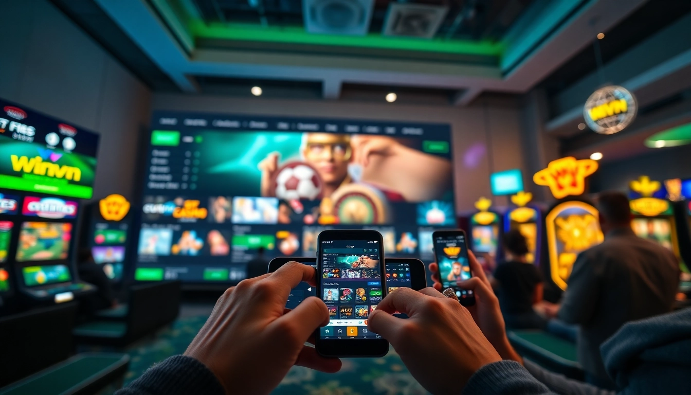 Winvn bet online gambling platform interface with vibrant colors and user-friendly design.