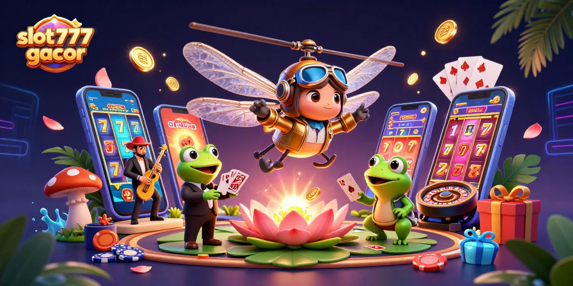 Spin and win with slot 777 gacor in an ultra-detailed 3D casino scene featuring vibrant characters and jackpot elements.