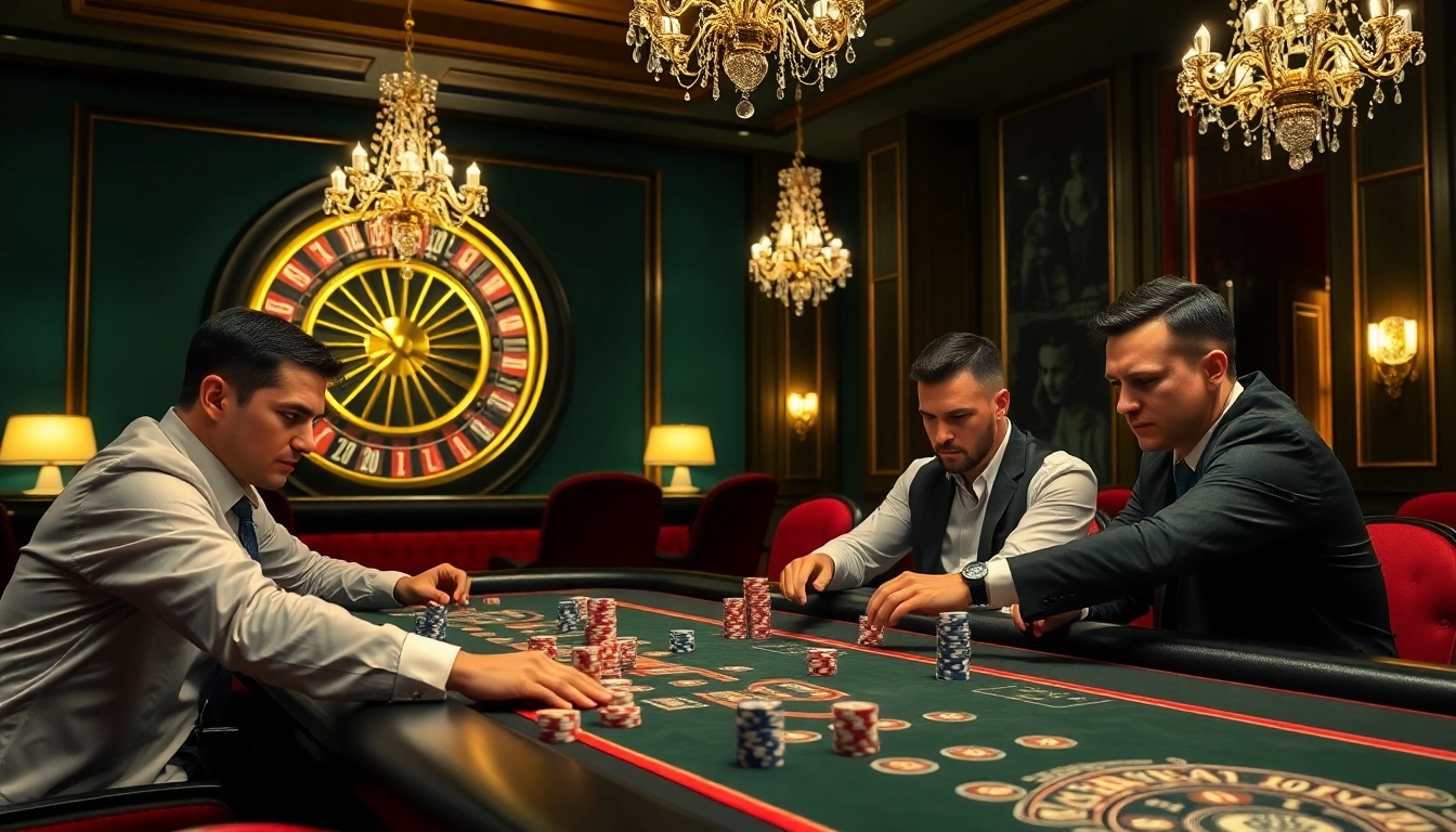 Partie de poker passionnante au meilleur casino en ligne avec des joueurs concentrés sur les stratégies gagnantes.
