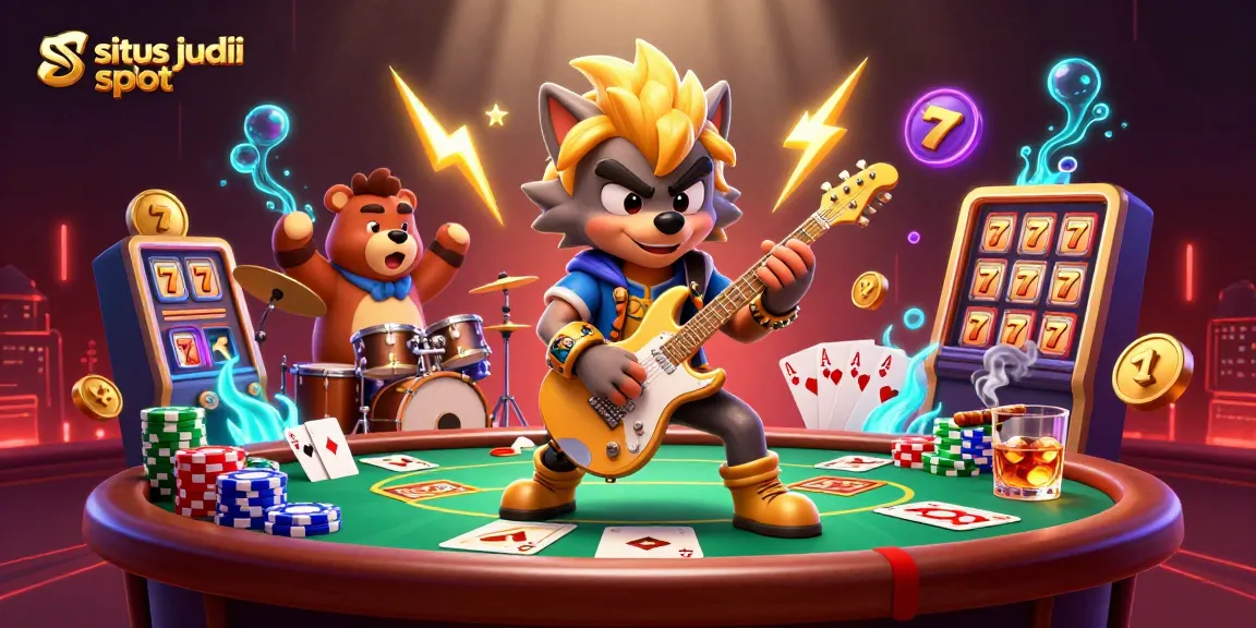 Experience epic wins with situs judi slot showcasing lively characters and casino action.