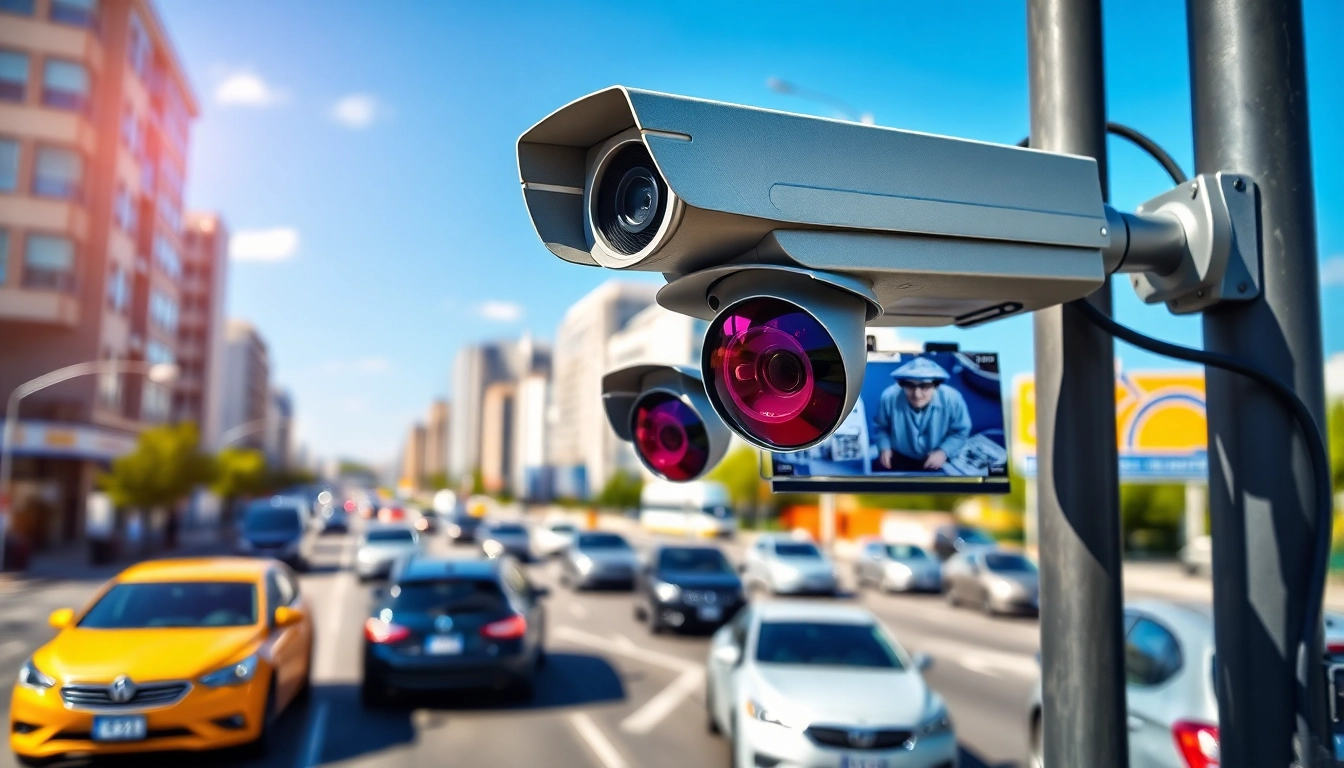 Visual representation of automatic license plate recognition technology actively capturing vehicle information.