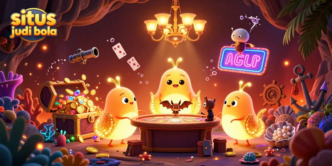 Situs judi bola lights up the scene with glowing glowworms and casino elements amidst colorful treasures.