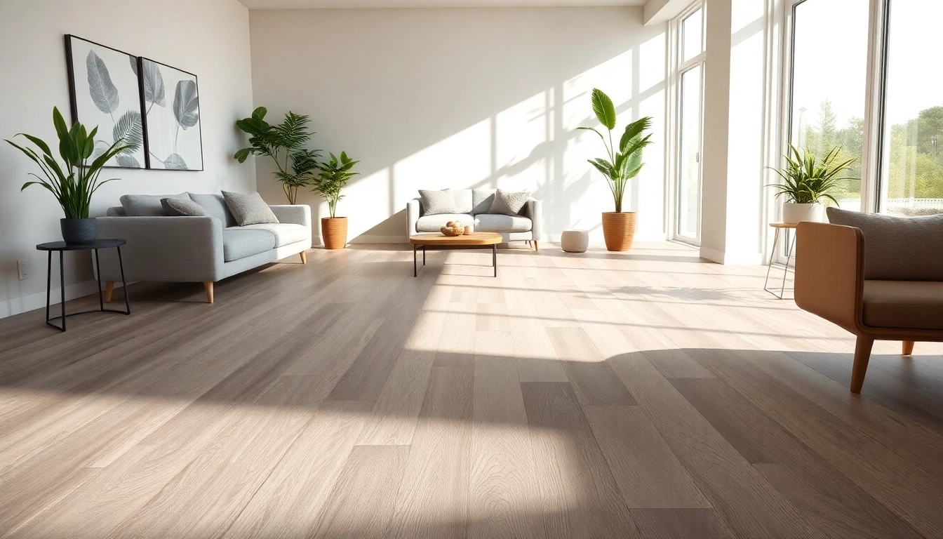 LVP flooring near me showcased in a modern living room with elegant decor and natural lighting.