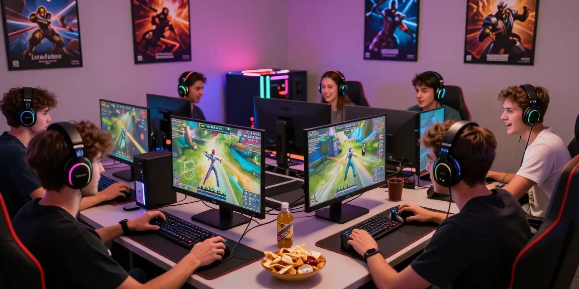 Group enjoying ORION88 online gaming experience with vibrant lights and excitement.