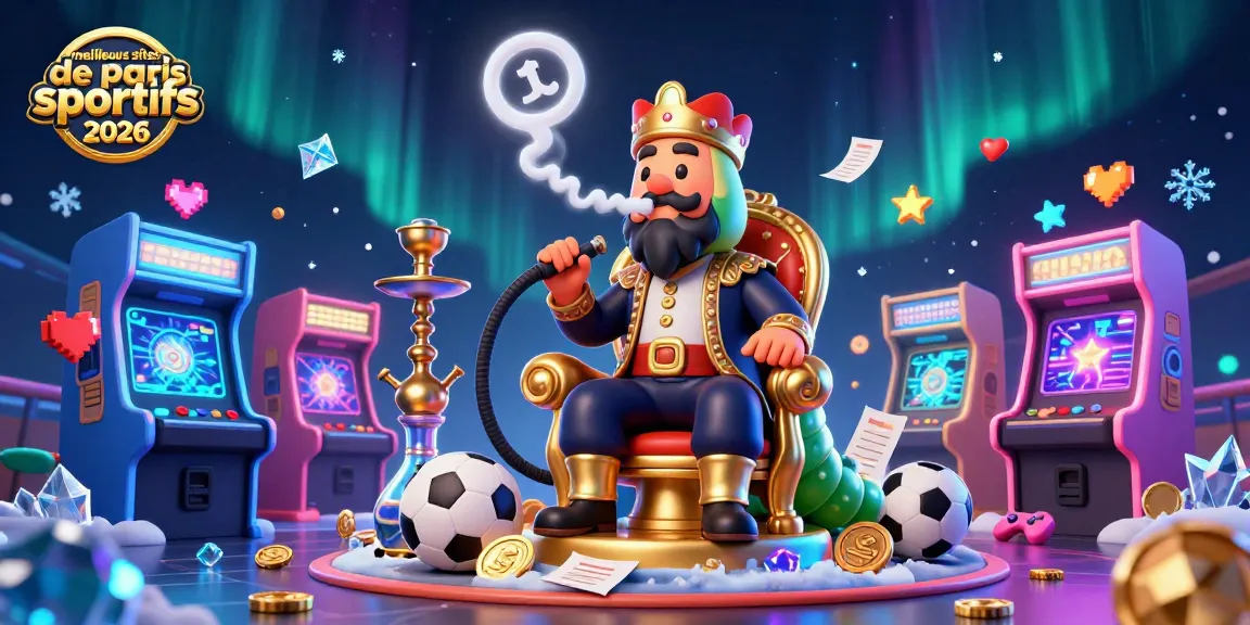 Visualisez les meilleurs sites de paris sportifs 2026 avec un maître hookah et des éléments de jeu dynamique.