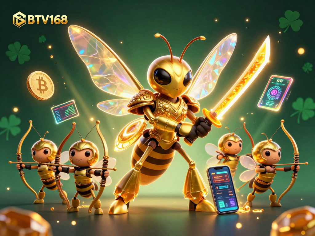BTV168 players immerse in exhilarating game mechanics with a vibrant casino scene featuring advanced crypto elements.