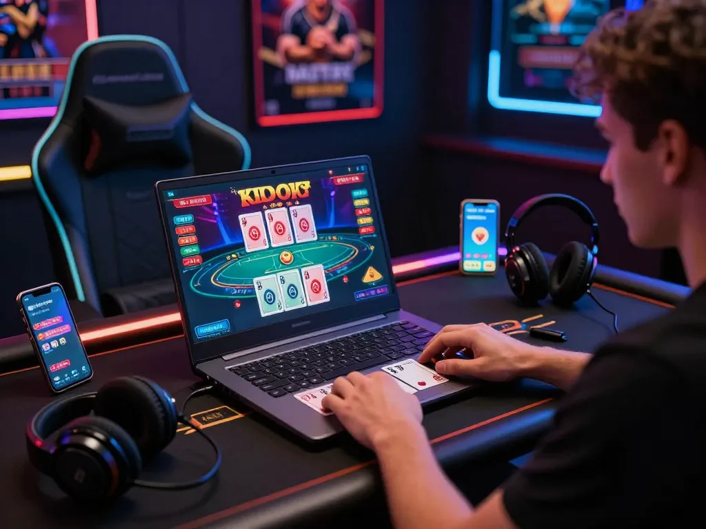 Player enjoying a baccarat game on an online casino platform, showcasing the immersive gaming environment with modern tech.