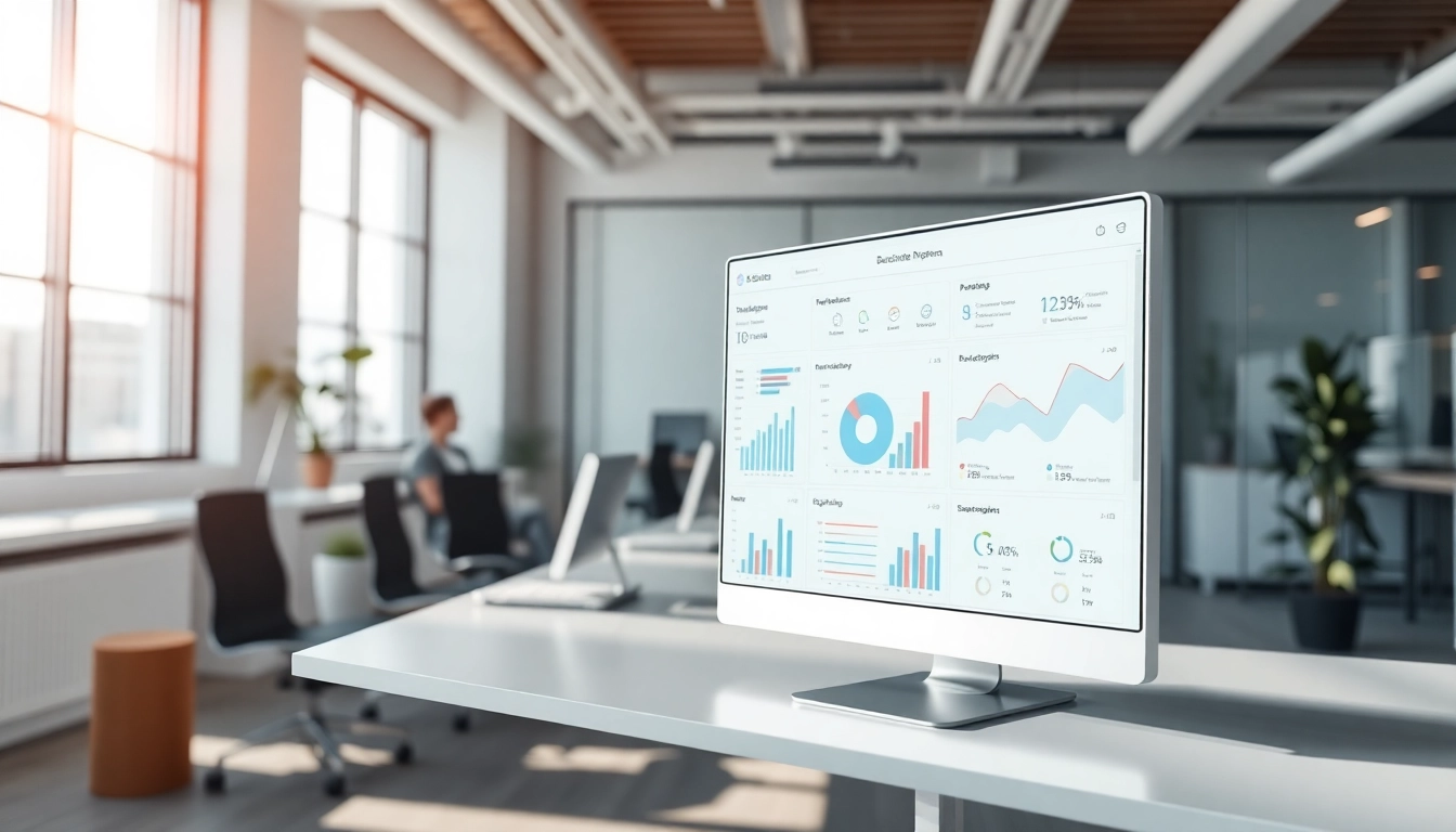 Showcase the 1cplatform business tools interface with performance metrics and professional design.