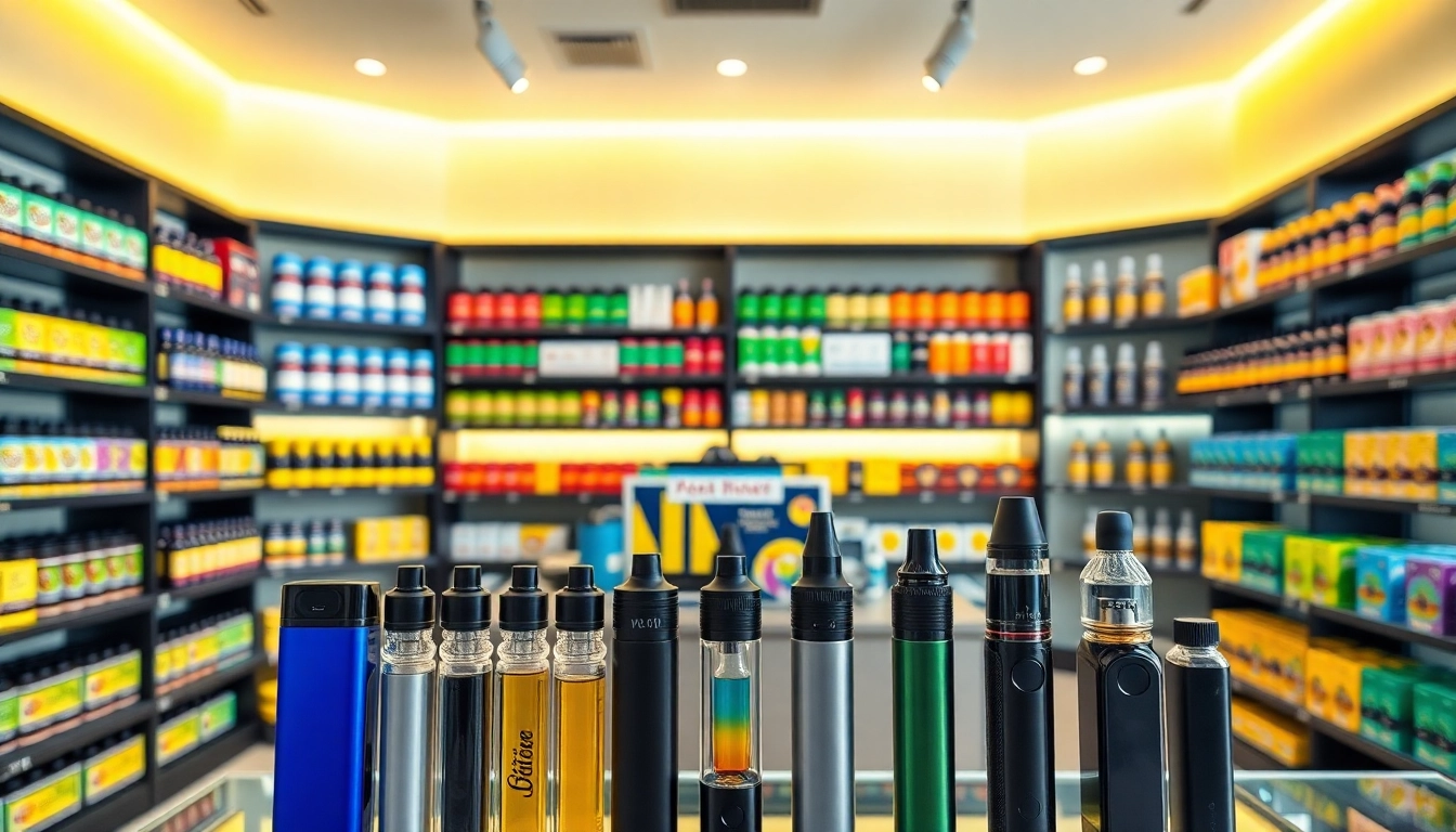 Showcase of Vape Juice Depot premium vape products in a modern shop setting.