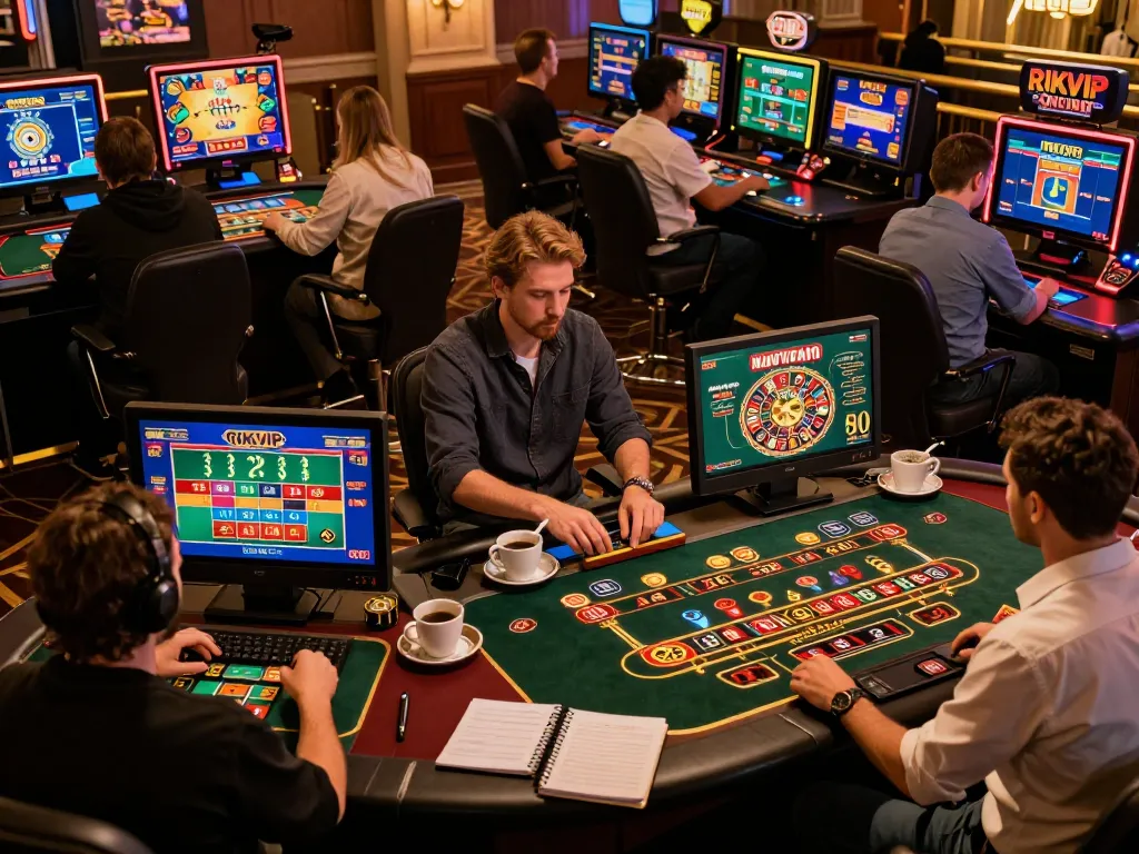 Players enjoying various games at RIKVIP online casino, showcasing thrilling live dealer action.
