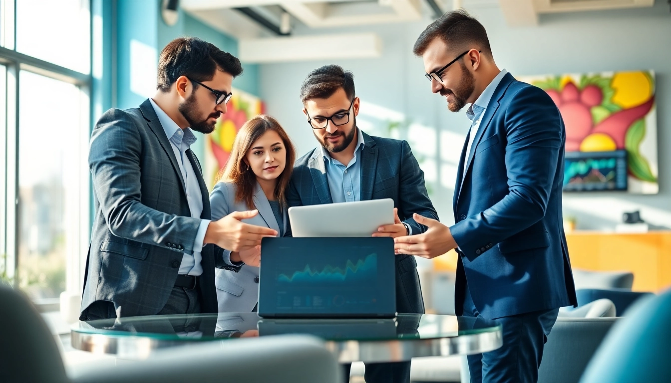 Engaged team providing managed IT services near me, collaborating effectively in a bright office.
