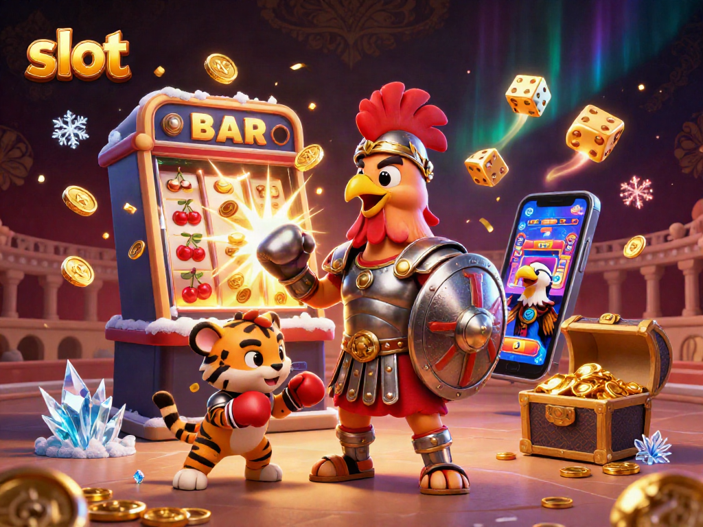 Spin to win with exciting slots in this vibrant, action-packed 3D casino illustration.