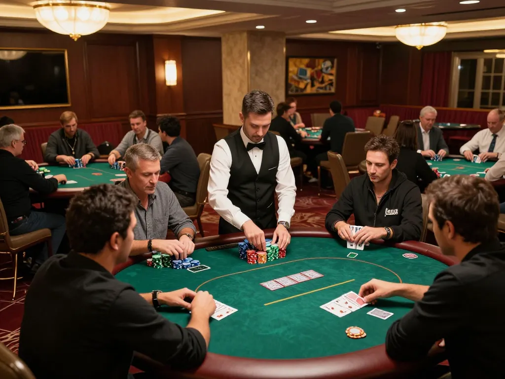 Engaging players at a poker table showcasing top quality widgets in a luxurious casino setting.