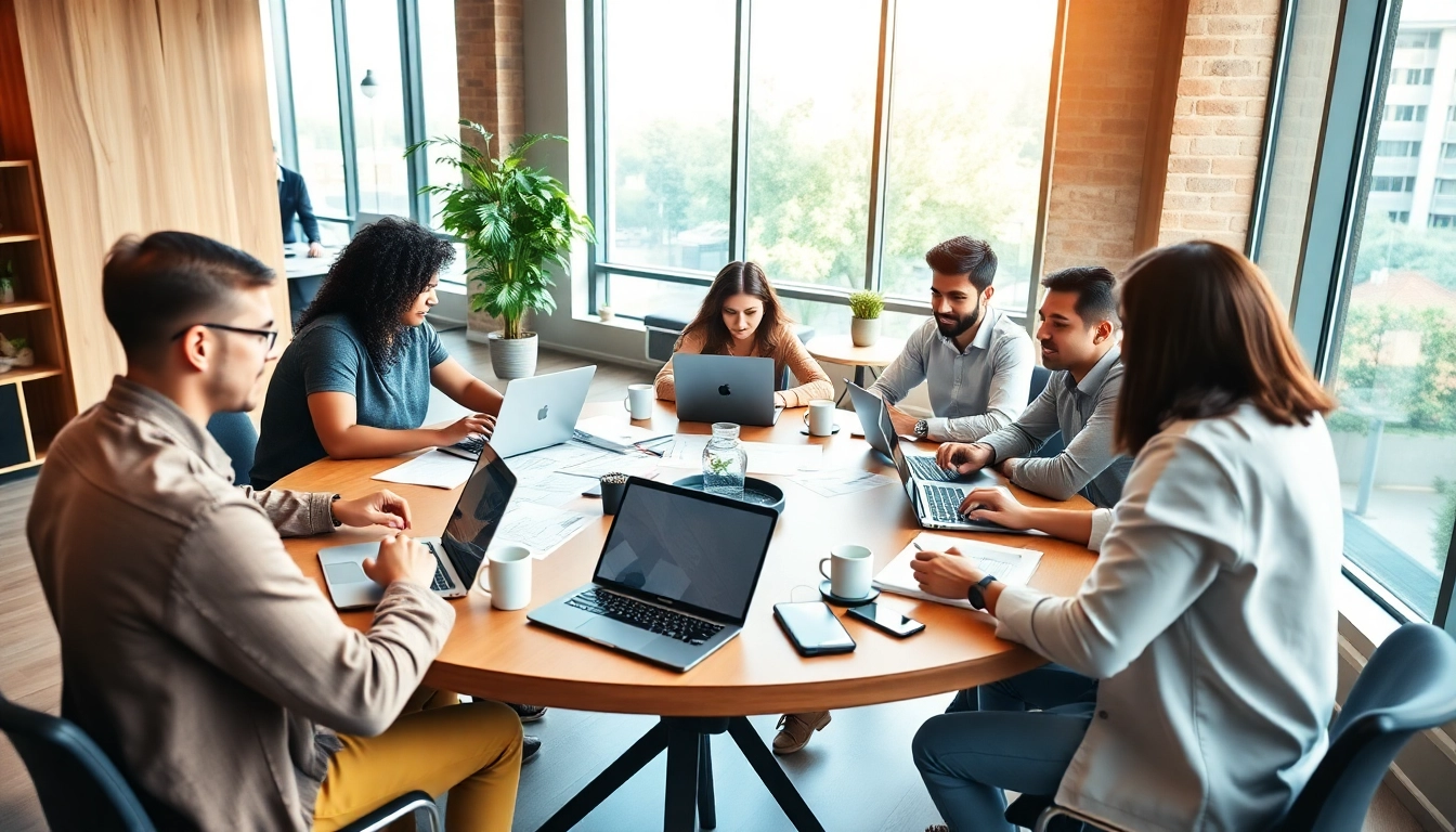 Discover a team brainstorming innovative ai startup ideas in a vibrant office setting.