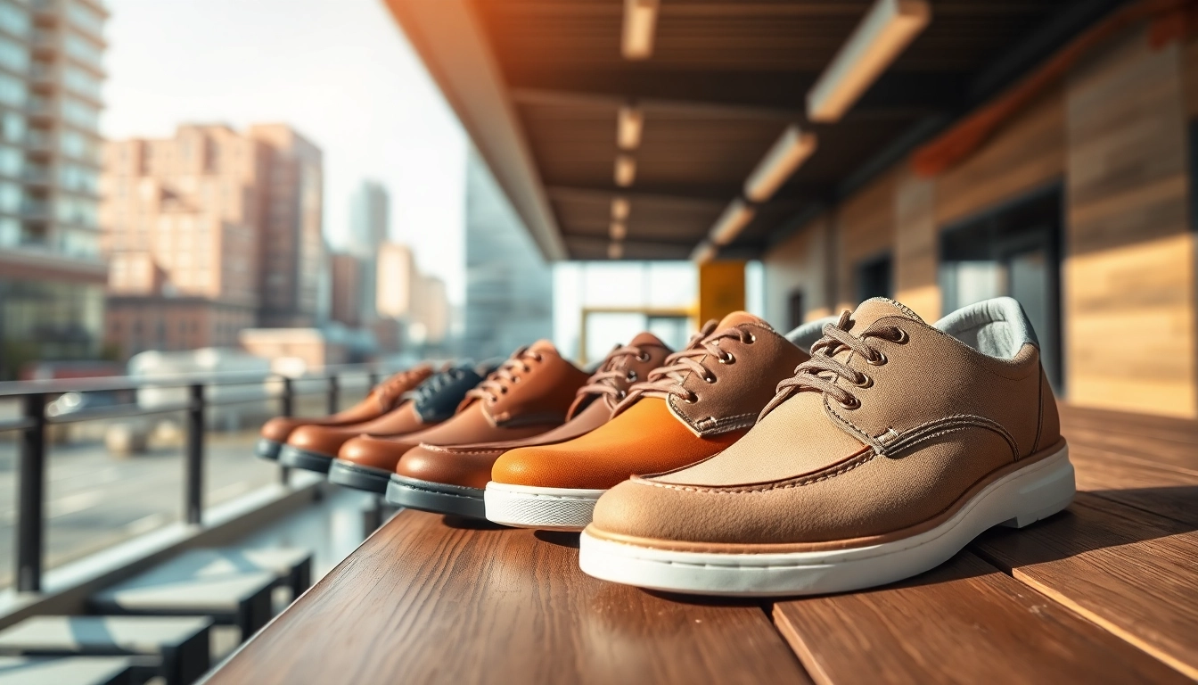 Destacar zapatillas hombre casual de diversas estilos en un entorno urbano.