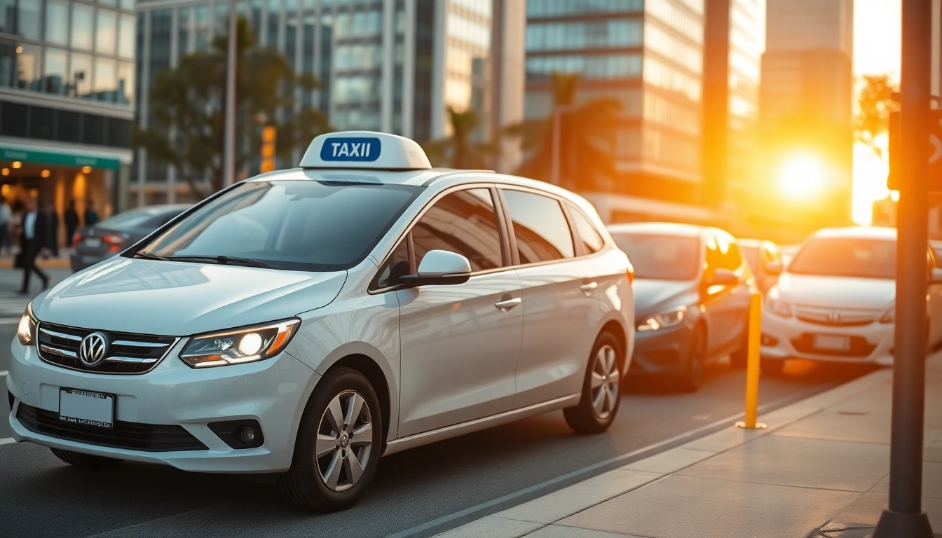 Long distance taxi transfers offering reliable transportation in a vibrant city setting.