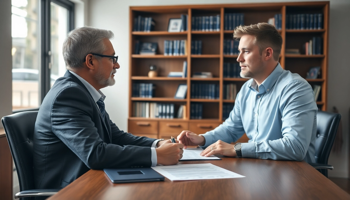 Clearwater truck accident attorney consulting with a client in a bright office setting.